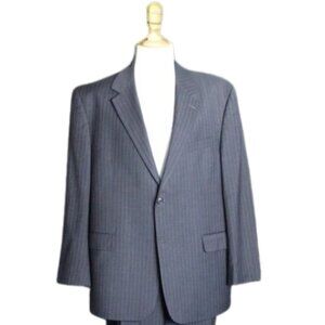 CHAPS 46R Men's 100% Wool Gray Pinstripe Suit Jacket Blazer